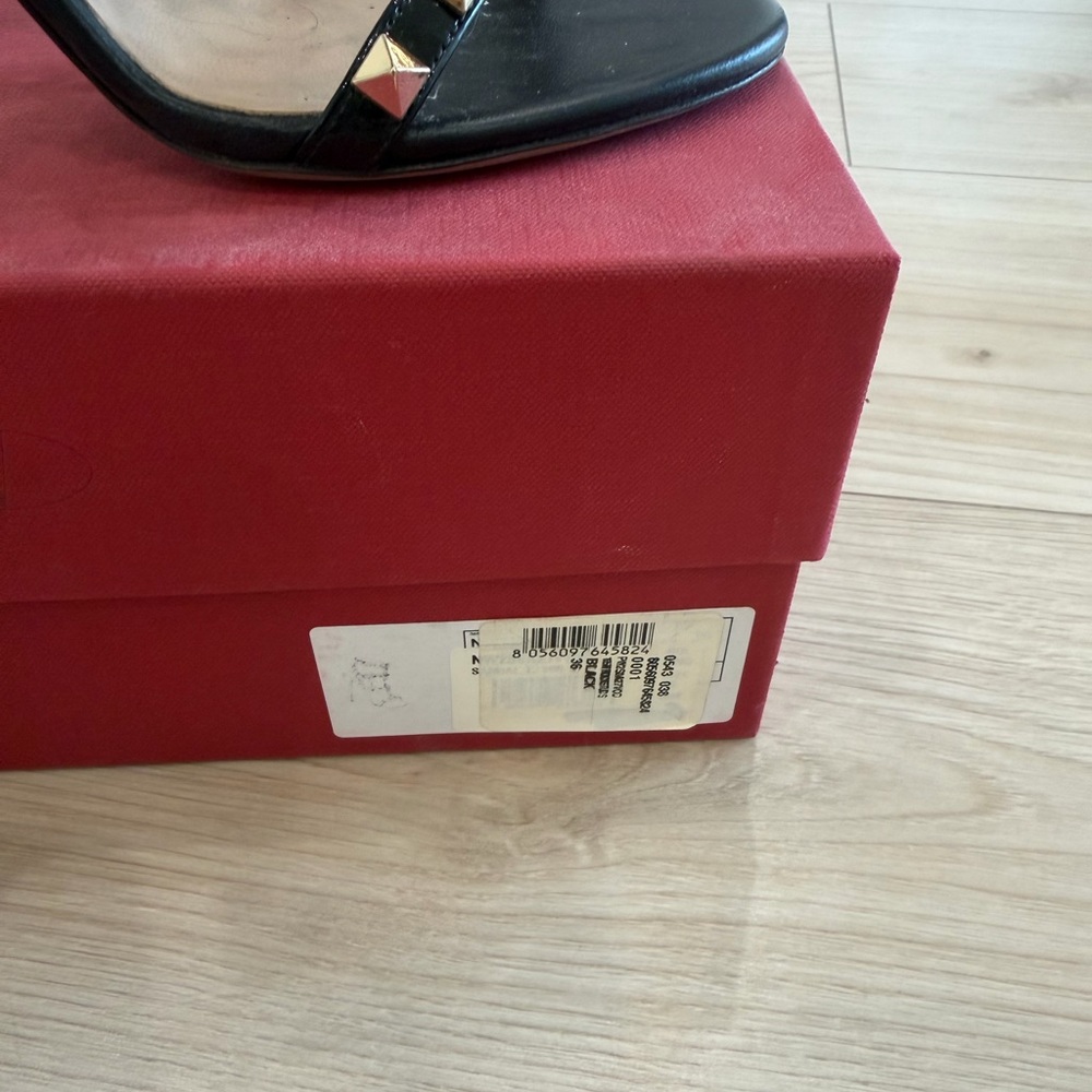 Valentino Black Patent Rockstud Strappy Heels with Gold Studs - Picture 5 of 5